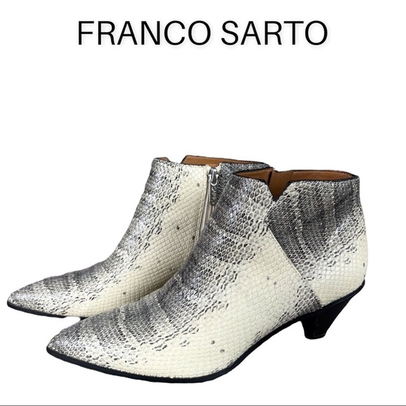 Sarto Franco Sarto sz 8.5 Spectra Snakeskin Leather Kitten Booties - Picture 1 of 13